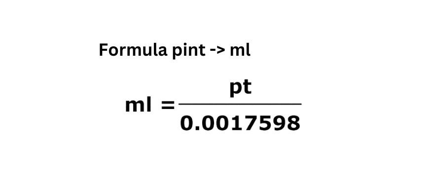 Pint To Ml Milliliter Unit Conversion Chart Table